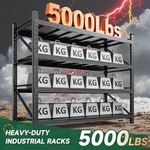 Letaya 4000LBS Storage Shelves Heavy Duty,60" W Garage Shelving Units, 4 Tier Adjustable Utility Rack Shelf,Large Metal Industrial Shelves,for Shop,Warehouse,Basement,Black (60" W x 24" D x 70" H)