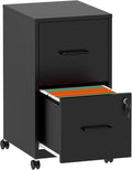 2 Drawer File Cabinet with Lock, Small Rolling Metal Office Storage Mobile by FLIXELIO