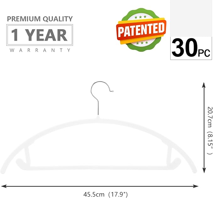 MIZGI Premium Velvet Hangers 30 Pack Heavyduty- Non Slip No Shoulder Bump Suit - Image 2