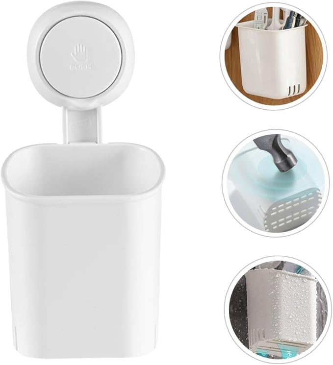Strong Suction Toothbrush Holder Wall Mount No Drilling Bathroom Organizer - Image 7
