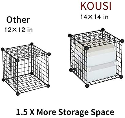 KOUSI 14"x14" Wire Cube Storage, Metal Grid Organizer, 30-Cube Modular Shelving Unit, Stackable Bookcase, Ideal for Living Room, Bedroom, Office, Garage