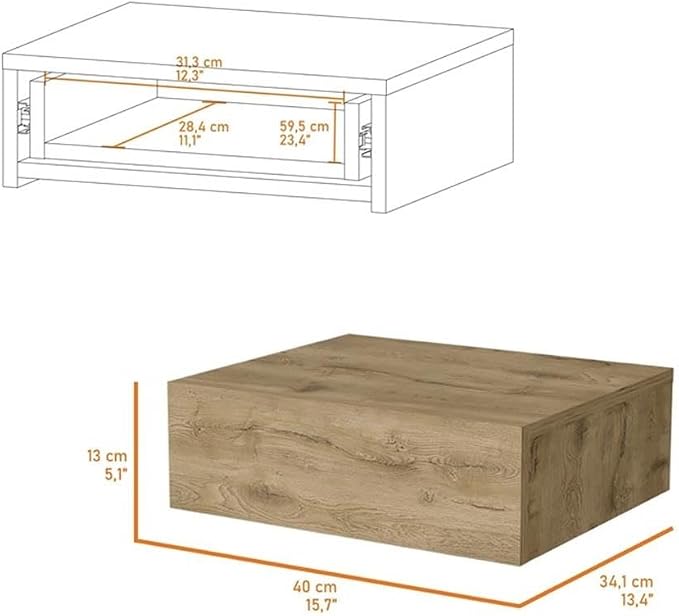 Vienna 1-Drawer Manufactured Wood Floating Nightstand - Image 3