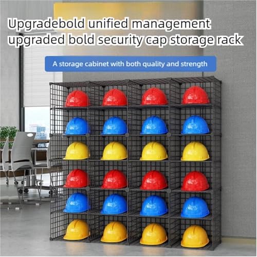 Stackable Safety Helmet Storage Boxes Large Adjustable Hard Hat Placement Rack with Wheels for Construction Site/Workshop/Factory - Multifunctional Safety Helmet/Helmet Display Shelf (3 * 6)
