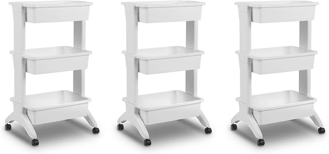 Sterilite 3 Tier Utility Cart Portable Storage Open Bin Organizer by Sterilite