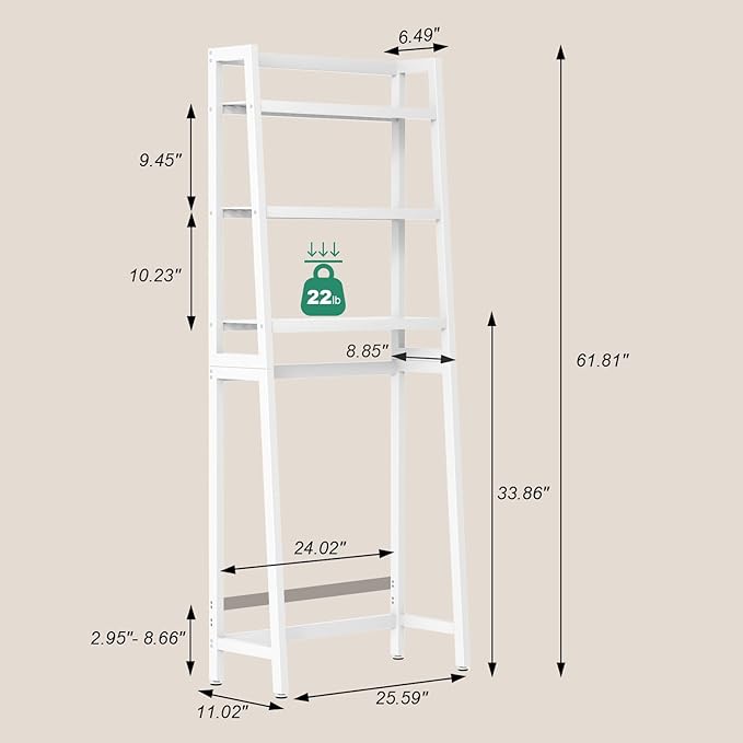 VASMIA Over The Toilet Storage, Bamboo 3-Tier Bathroom Organizer Over Toilet - Image 6