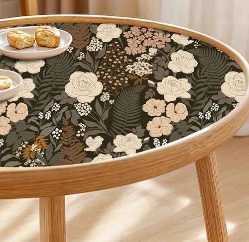 HAOKHOME Floral Drawer Liner Self Adhesive Shelf Liners Brown Contact Paper