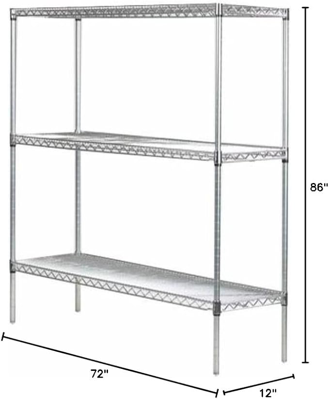Omega 12" Deep x 72" Wide x 86" High 3 Tier Chrome Starter Shelving Unit - Image 2