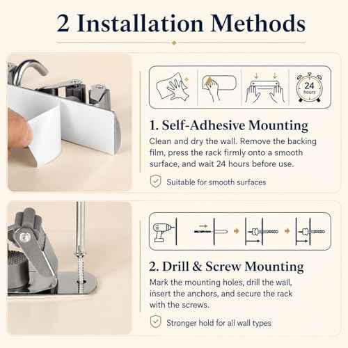 voze 5 Racks and 4 Hooks Mop and Broom Holder Wall Mount, Self Adhesive Heavy Duty Broom Hanger Organizer Storage Tool Racks for Kitchen Garden Laundry Garage