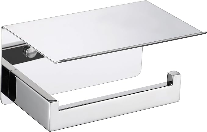 LANC Toilet Paper Holder with Shelf Silver Chrome Toilet Tissue Roll Holder by LANC