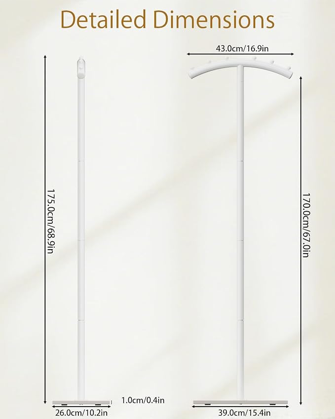 Arcuate Garment Rack, T-shaped Coat Tree Freestanding, Metal Coat Racks - Image 4