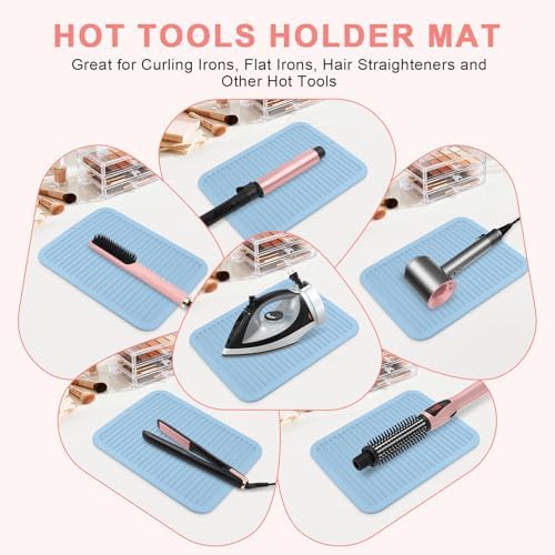 Silicone Heat Resistant Mat for Hair Tools, Oversize, Blue