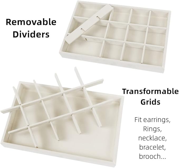 Set of 4 Stackable Jewelry Trays Organizer, Velvet Earring Organizer, Jewelry - Image 5