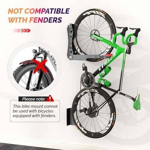 Swivel Bike Wall Mount, No Heavy Lifting Bike Wall Mount, Space-Saving Bike Rack Garage, Holds Up to 77 lbs, Vertical Bike Wall Hangers for Garage & Home Storage Solution, 2 Pack