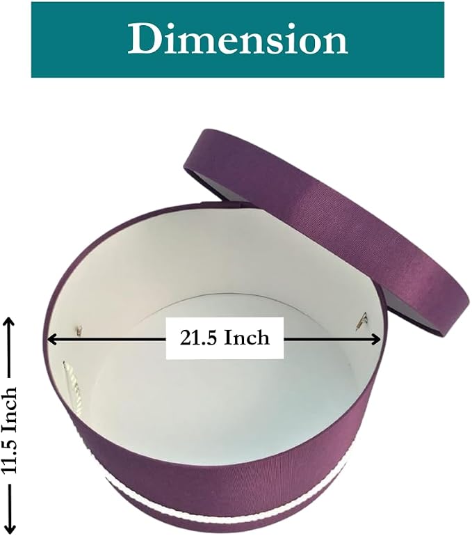 Sarah's Hat Boxes Classic Amethyst Hat Box – 21.5" x 11.5" Handmade in USA – - Image 5
