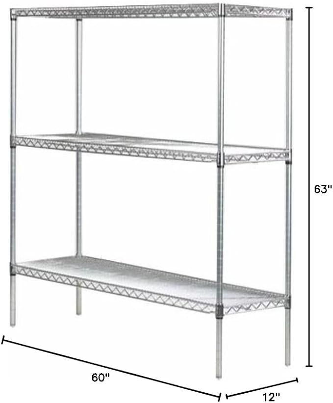 Omega 12" Deep x 60" Wide x 63" High 3 Tier Gray Starter Shelving Unit - Image 3