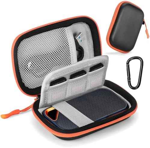 Hard Case for SanDisk Extreme Pro/SanDisk Extreme Portable External SSD 500GB 1TB 2TB 4TB 8TB, Travel Case for External Solid State Drive USB Cable, Protective Cover Storage Bag Fit Memory Card SD