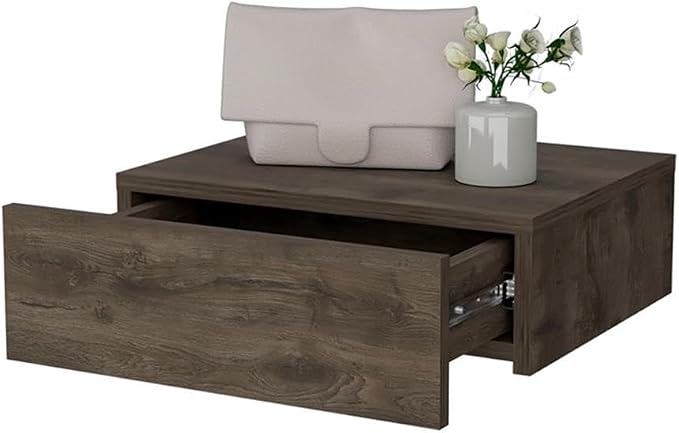 Vienna 1-Drawer Manufactured Wood Floating Nightstand, Dark Brown - Image 4