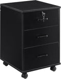 File Cabinet with Lock 3 Drawer Mobile Filing Cabinet with 360° Swivel Wheels by OFCASA