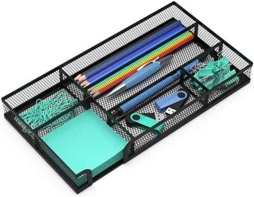 Desk Drawer Organizer, Small Metal Mesh Drawer Organizer Tray, Office Pencil Drawer Organizer Accessories for Desktop, Bathroom, Kitchen, Makeup, Vanity