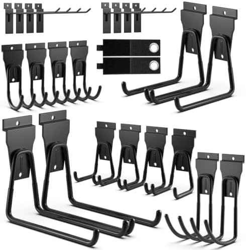 24 Pack Slatwall Accessories, Heavy Duty Slat wall Hooks & Storage Straps