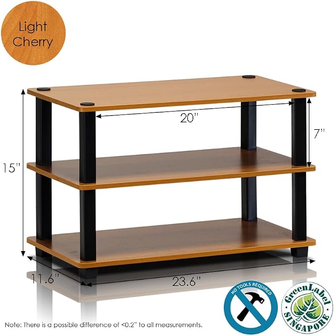 Furinno Turn-S-Tube 3-Tier Shoe Rack, Light Cherry/Black - Image 5