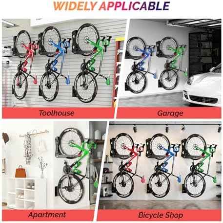 Swivel Bike Wall Mount, No Heavy Lifting Bike Wall Mount, Space-Saving Bike Rack Garage, Holds Up to 77 lbs, Vertical Bike Wall Hangers for Garage & Home Storage Solution, 2 Pack