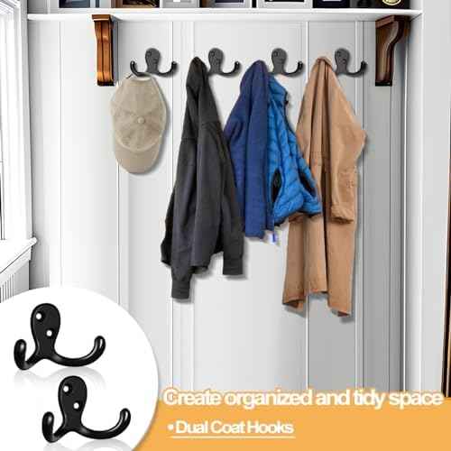 CBWLWJ 10 Pack Coat Hooks Wall Hooks for Hanging, Heavy Duty Double