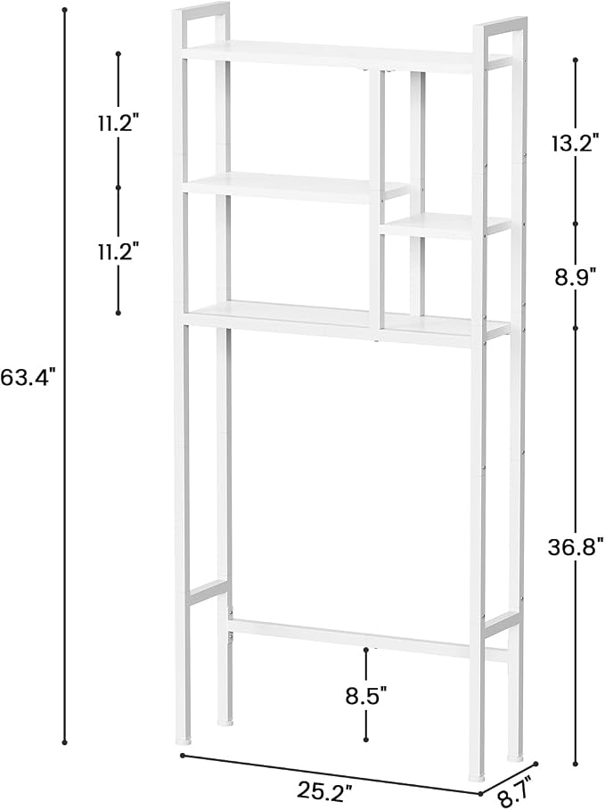 Over The Toilet Storage Rack, 3-Tier Bathroom Organizer Over Toilet, Wooden - Image 2
