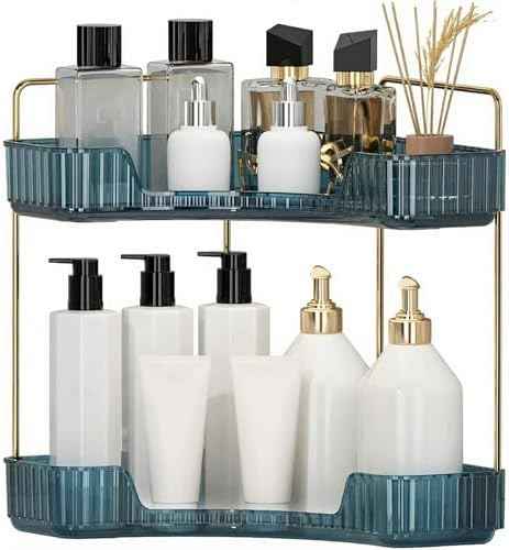 INVSSENE Corner Bathroom Countertop Organizer, Vanity Organizer Trays
