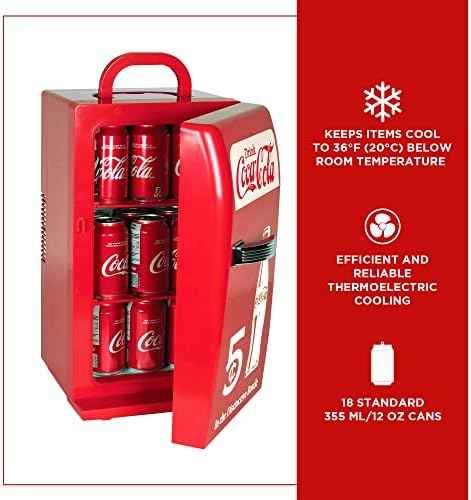 Coca Cola Mini Fridge - Refrigerator for Bedroom Office, Portable Table Top Beverage Cooler, 12V 110V Refrigerador For Drink, Soda, Wine, Use In Car, Dorm, Outdoor, Patio,18 Can