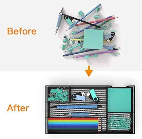Desk Drawer Organizer, Small Metal Mesh Drawer Organizer Tray, Office Pencil Drawer Organizer Accessories for Desktop, Bathroom, Kitchen, Makeup, Vanity