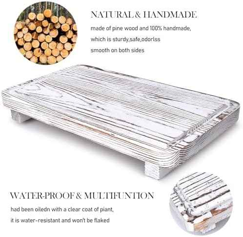 Rustic White Bathroom Counter Tray Kitchen Countertop Trays Decorative