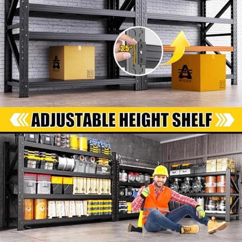 5000LBS Garage Shelving Heavy Duty, 4 Tier Adjustable Storage Shelves, Heavy Duty Metal Shelving Unit for Garage, Basement, Warehouse, Storage Room, Garage Storage Shelves, 69" W x 24" D x 64" H Black