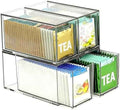 4 Pack Stackable Tea Bag Storage Organizer Drawers – Clear Acrylic Tea Bag Holder for Cabinet, Drawer, Pantry, Countertop – Kitchen Tea Storage Container
