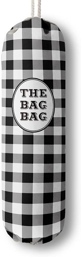 Black White Buffalo Check Plaid Grocery Bags Holder Organizer by HiLus