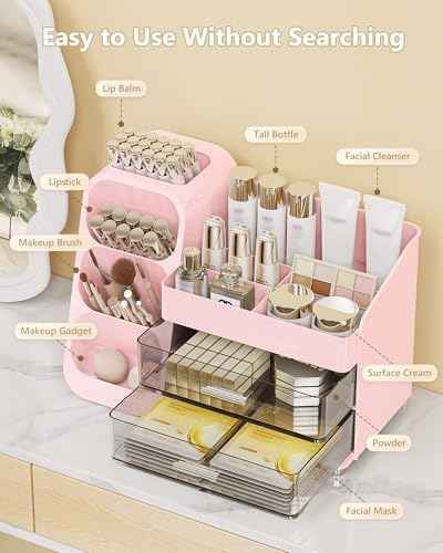 Anylady Large Capacity Makeup Organizer Countertop with Makeup Brush