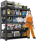 36" W Garage Shelving,5-Tier Heavy Duty Shelving Unit,3000LBS Adjustable Metal Storage Shelves,Storage Rack Units for Industrie,Shed,Warehouse,Basement,Black,35.4" W x 15.7" D x 72" H