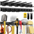 96" Garage Tool Organizer Wall Mount, 1250lbs Heavy Duty Garden Tool Storage Rack with 15 Adjustable Hooks for Yard, Shed, Garage (6 Racks, 15 Hooks, 2 Straps, Steel)