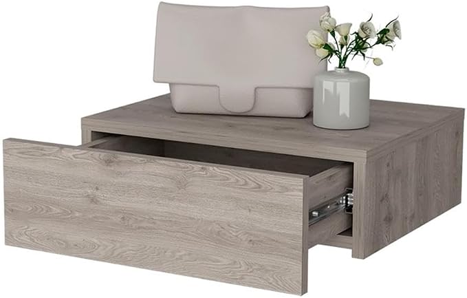 Vienna 1-Drawer Manufactured Wood Floating Nightstand, Light Gray - Image 4