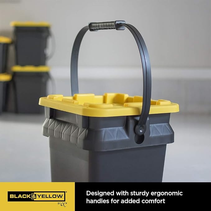 CX BLACK & YELLOW, 5-Gallon Heavy Duty Bucket Tough Storage Container & - Image 4