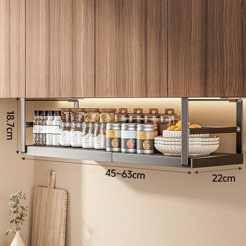 Expandable Under Cabinet Shelf, Hanging Under Shelf Storage Basket,Adjustable Under Cabinet Add-on Storage Racks Slide-in Baskets Organizer for Laundry Room Kitchen Bookshelf White L