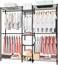 Heavy Duty Clothes Rack for Hanging Clothes, Metal Garment Rack，Large Capacity Portable Clothing Rack，Freestanding Open Wardrobe Organizer Rack, 67.0"L x 13.8"W x 75.6"H Max Load 720LBS, Black