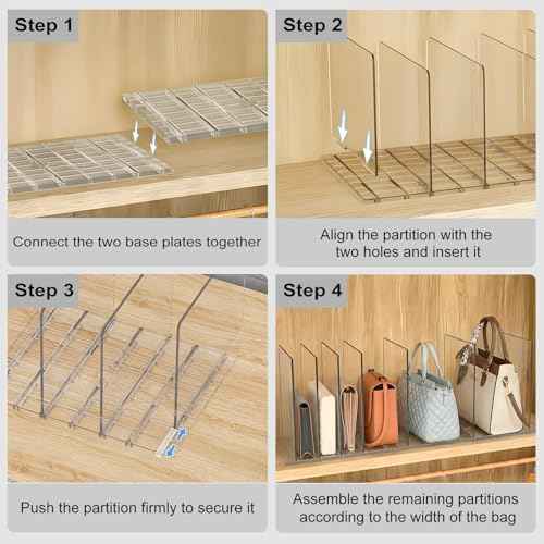SortNStore Bag & Purse Organizer for Closet: Adjustable Clear Dividers
