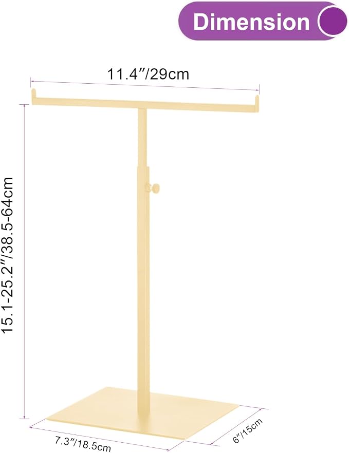 Purse Display Stand T Shaped, Countertop Jewelry/Scarf/Handbag T-Bar Display - Image 2