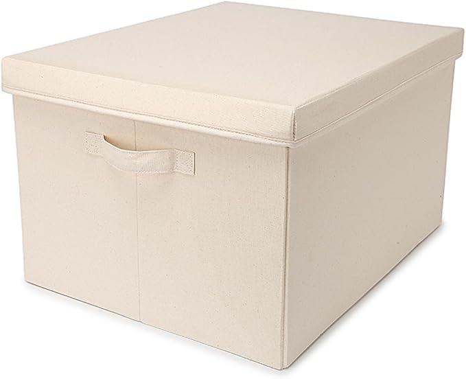 Foldable Storage Bins with Lids Cotton Canvas Rectangular Storage Box Ideal - Image 9