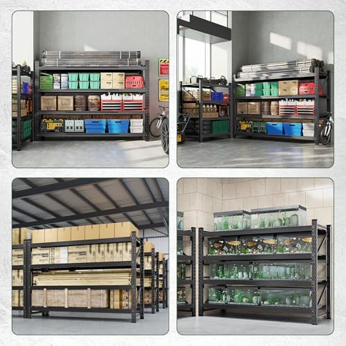 Letaya 4000LBS Storage Shelves Heavy Duty,60" W Garage Shelving Units, 4 Tier Adjustable Utility Rack Shelf,Large Metal Industrial Shelves,for Shop,Warehouse,Basement,Black (60" W x 24" D x 70" H)