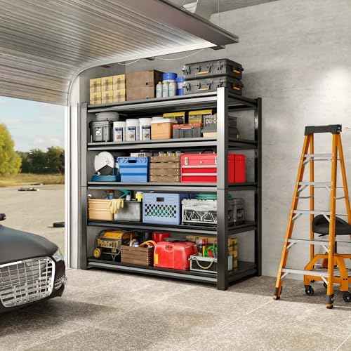 36" W Garage Shelving,5-Tier Heavy Duty Shelving Unit,3000LBS Adjustable Metal Storage Shelves,Storage Rack Units for Industrie,Shed,Warehouse,Basement,Black,35.4" W x 15.7" D x 72" H