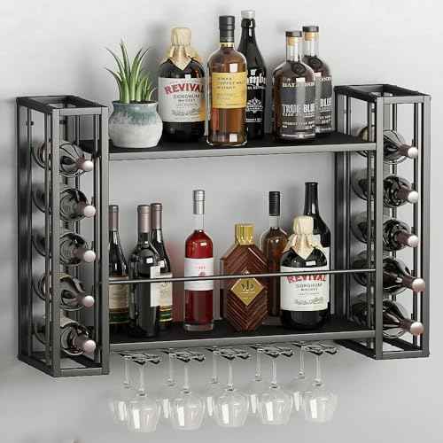 Wall Mounted Wine Rack, 31.5" W x 9.8" D x 21.6" H