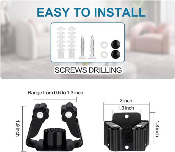 6PCS Broom and Mop Holder, Heavy Duty Garden Tool Organizer Rack Rake and - Image 4