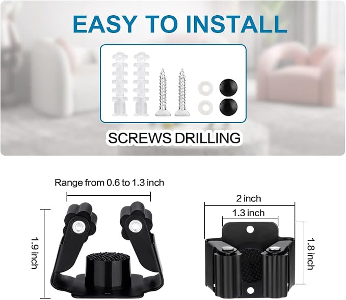 9PCS Broom and Mop Holder, Heavy Duty Garden Tool Organizer Rack Rake and - Image 4